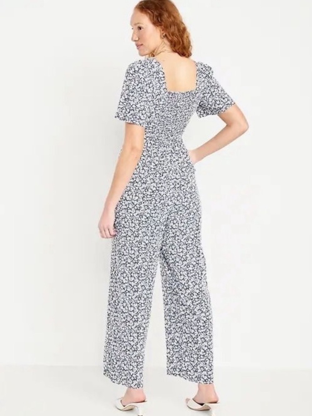 Old Navy Floral Waist-Defined Puff-Sleeve Wide-Leg Jumpsuit - Picture 2 of 6